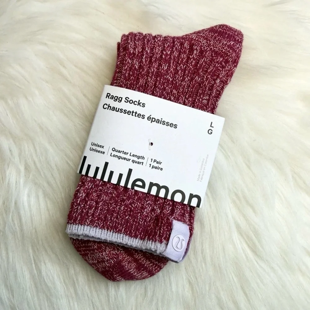 Lululemon Daily Essentials Ragg Socks L Quarter Length REJK/SHVL Unisex New